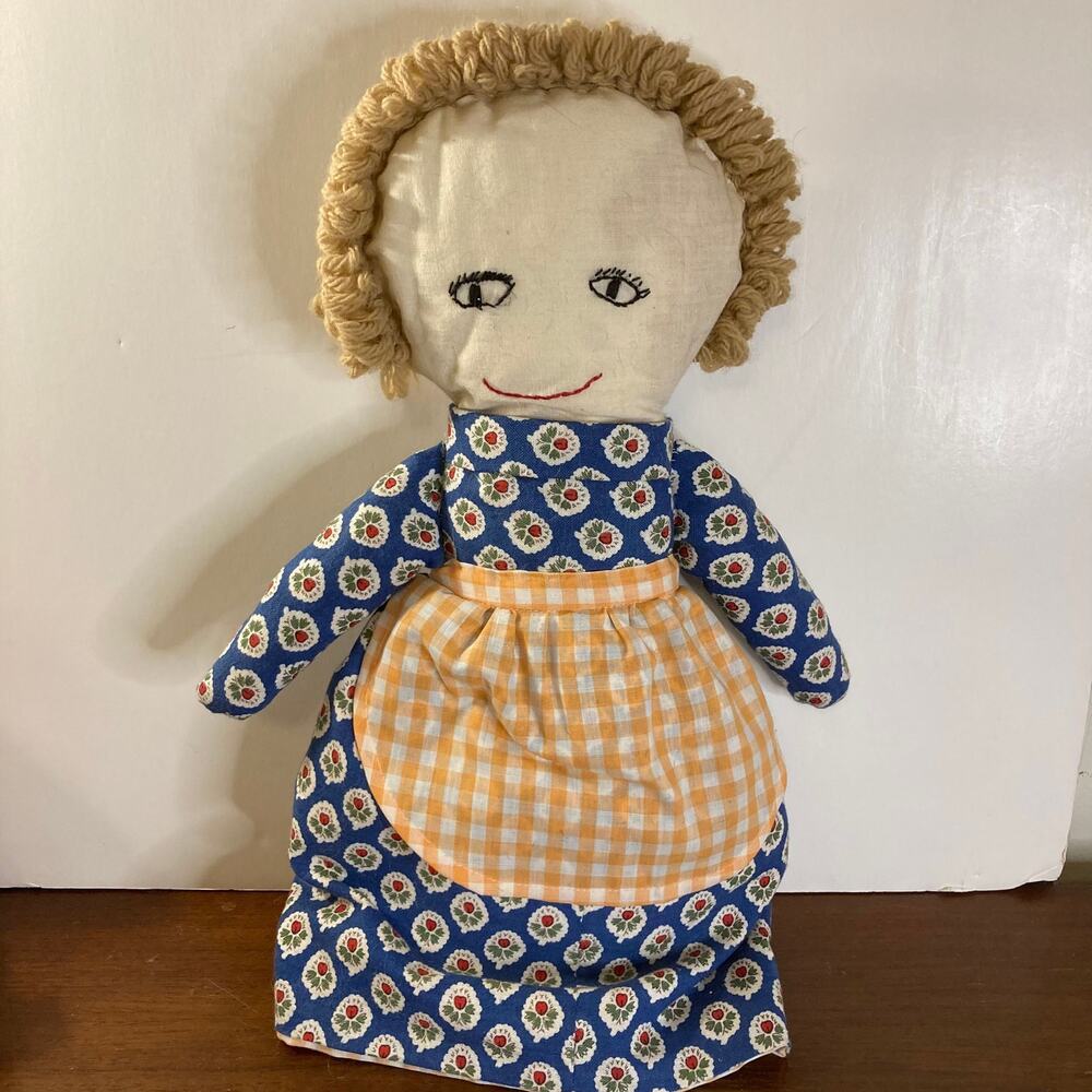 Vintage 70s Artisan Made Topsy Turvy Cloth Doll EUC